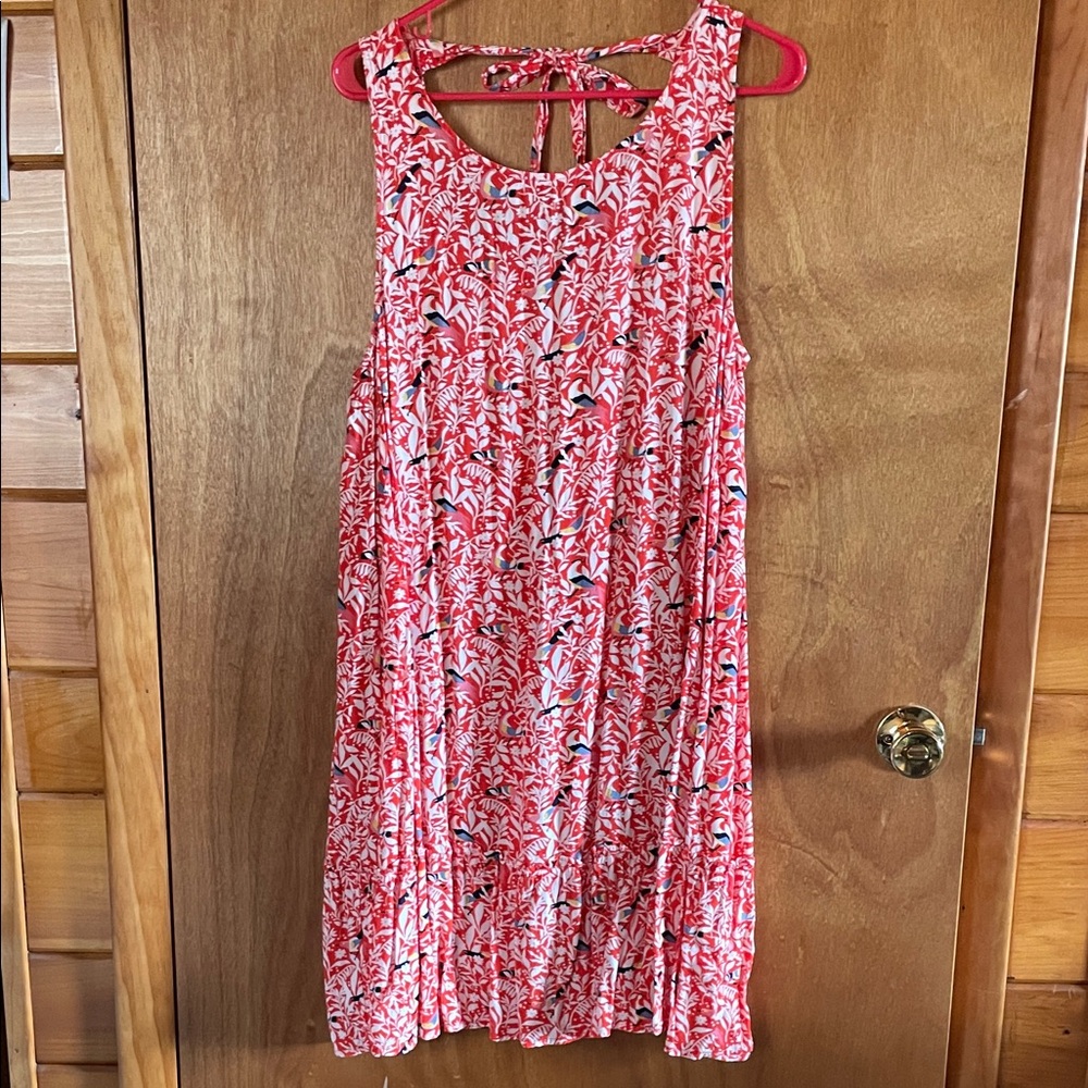 Sleeveless Orange and White Floral Dress